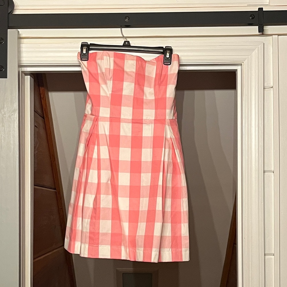 Zara Pink and White Strapless Dress